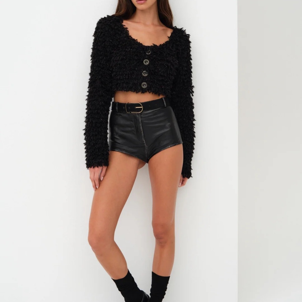 For Love And Lemons Black Fuzzy Sweater